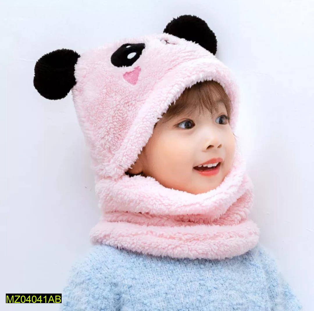 Winter Baby Cap Set Velvet Cartoon Panda Rabbit Baby Head Cover Warm Neck Collar Kids Beanies Sets Plush Children Hat Scarf