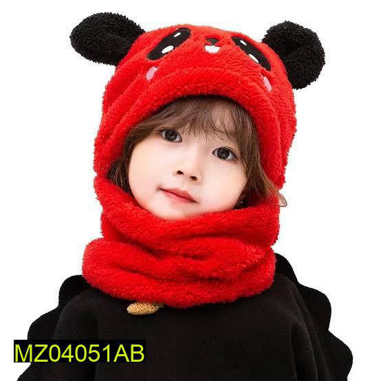 Winter Baby Cap Set Velvet Cartoon Panda Rabbit Baby Head Cover Warm Neck Collar Kids Beanies Sets Plush Children Hat Scarf