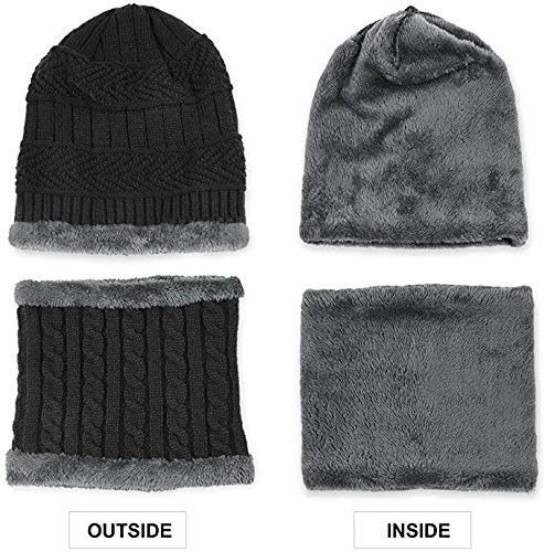 Hat and neck warmer Winter Beanie scarf Set Fleece Lined Skull Cap and Scarf Unisex Hat & Scarf Set Stylish Knit Skull Cap