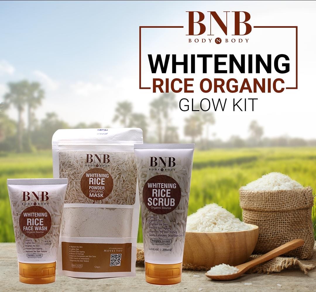 [Specially Eid Discount ] BNB Brightening Glow Kit Rice Scrub Face Wash + Mask (Pack Of 3) [100% Original Quality]