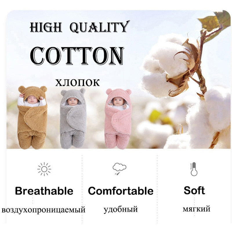 Baby Sleeping Bag Ultra-Soft Fluffy Fleece Newborn Receiving Blanket Infant Boys Girls Clothes Sleep Nursery Wrap Swaddle