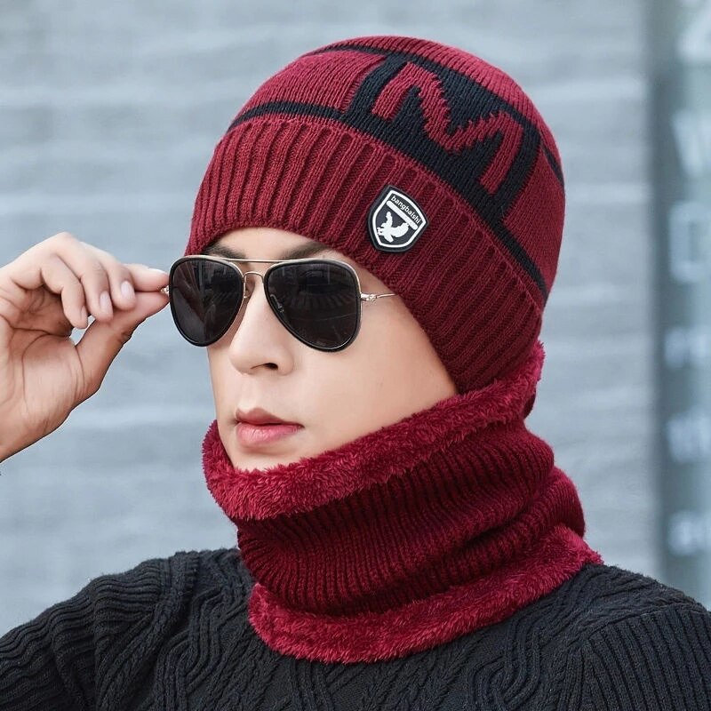 Hat and neck warmer Winter Beanie scarf Set Fleece Lined Skull Cap and Scarf Unisex Hat & Scarf Set Stylish Knit Skull Cap