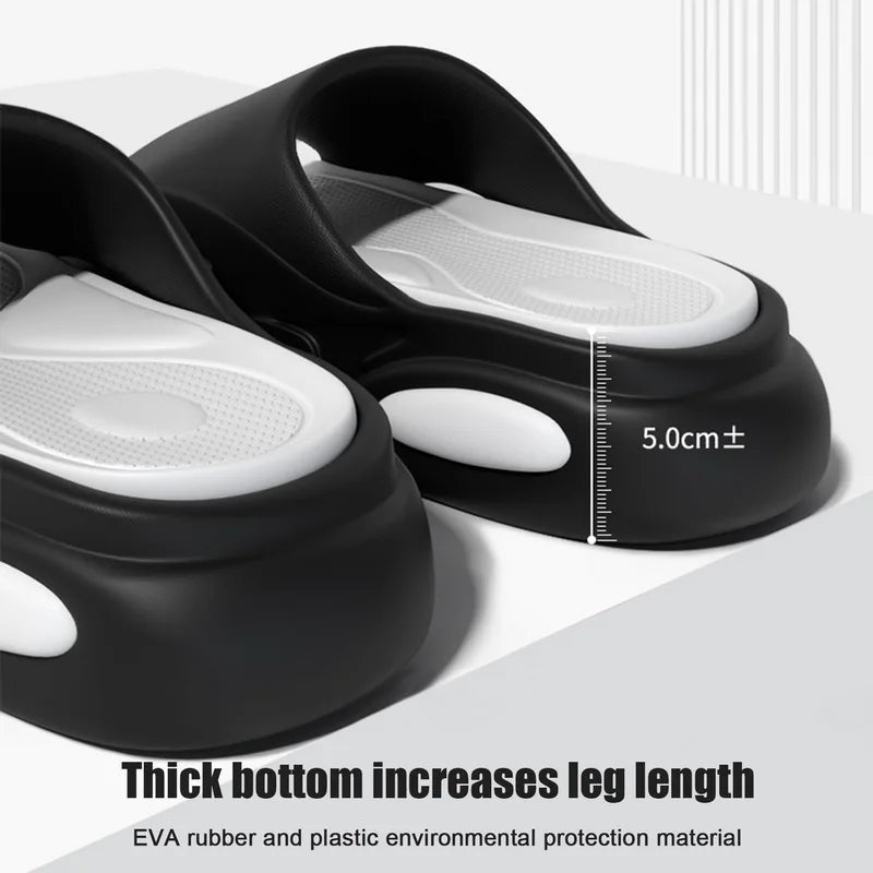 Thick Sole Soft House Slipper For Men/Women - Thick Bottom Increases Leg Length - Height Boosted House Chappal - Black