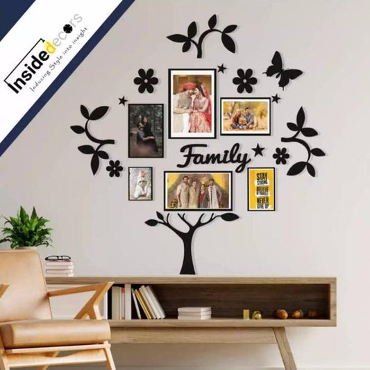 3D Wooden Family Tree with Frames For Your Home & Offices by Wallwarriors .